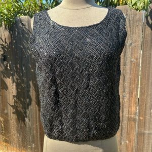 Vintage 1960’s black beaded sleeves less crop top